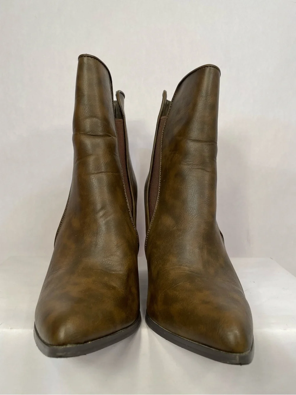 Penny Loves Kenny Brown Stacked Heel Ankle Booties